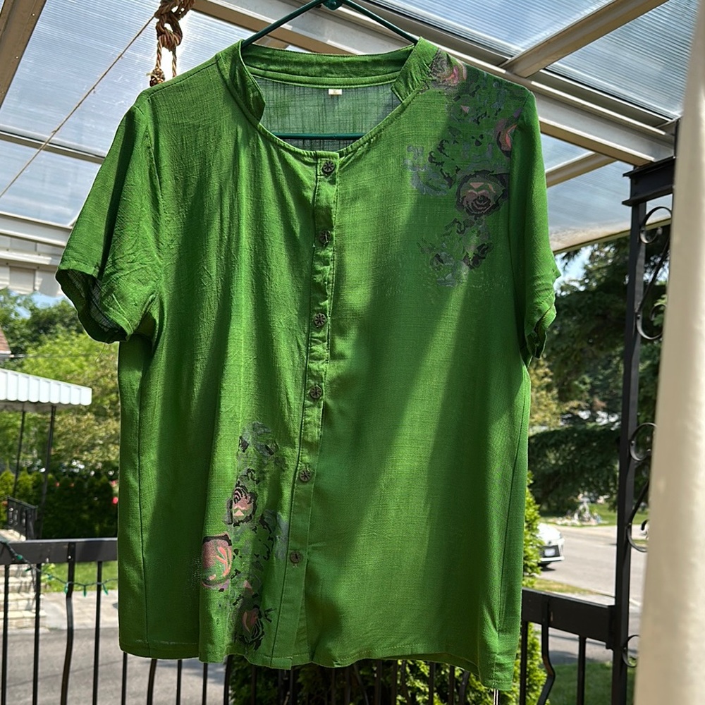 Green Floral Men's Shirt